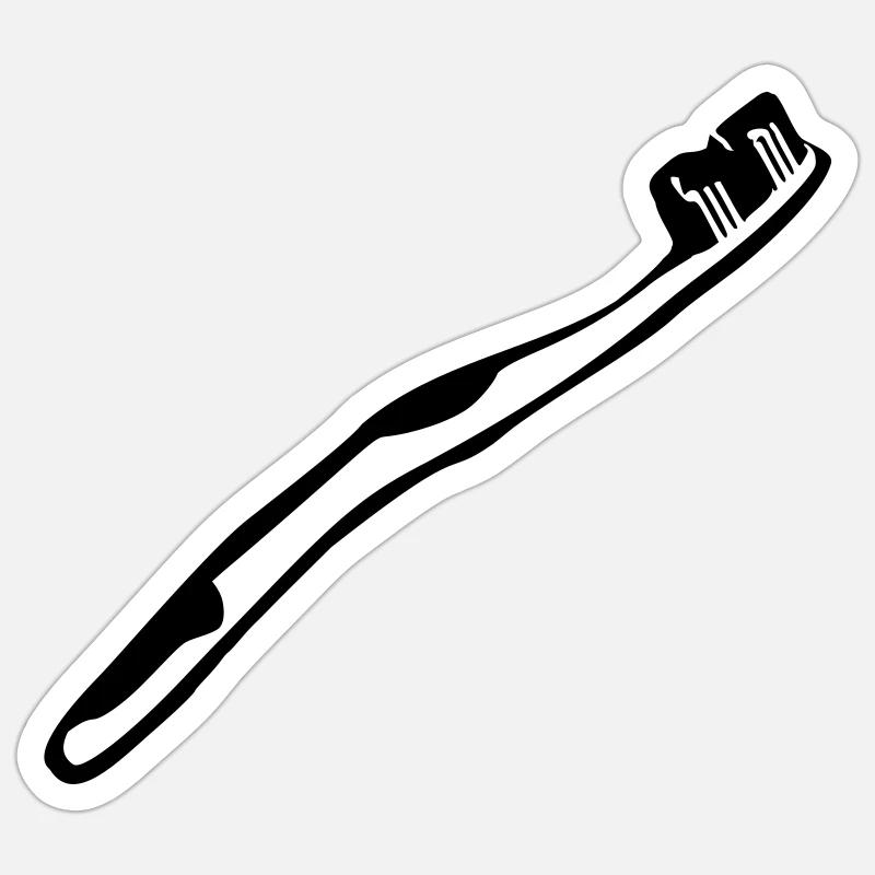 Toothbrush - Tooth - Sticker size S (10 x 10 cm) - white matte