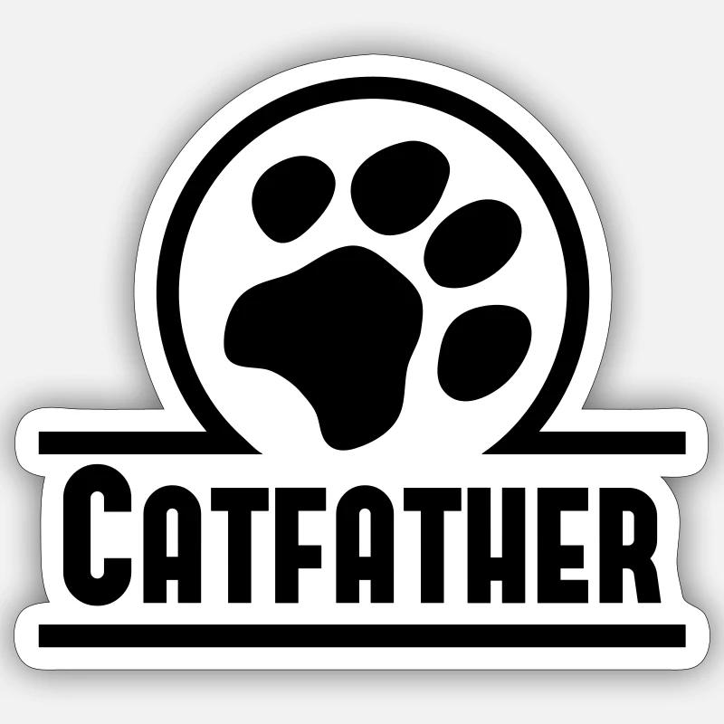 Catfather - Sticker Größe S (10 x 10 cm) - Mattweiß