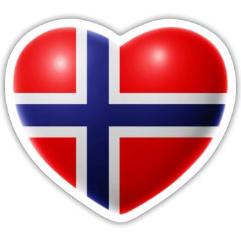 Herz (Norvège / Norge) - Sticker taille S (10 x 10 cm) - blanc mat - Devant