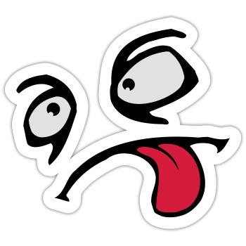 Funny Comic Face Cool Tongue Stick Out - Sticker size S (10 x 10 cm) - white matte - Front