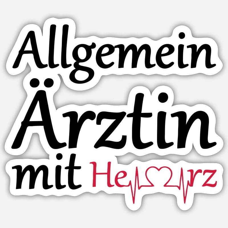 Allgemeinärztin mit Herz Geschenk - Sticker Größe S (10 x 10 cm) - Mattweiß