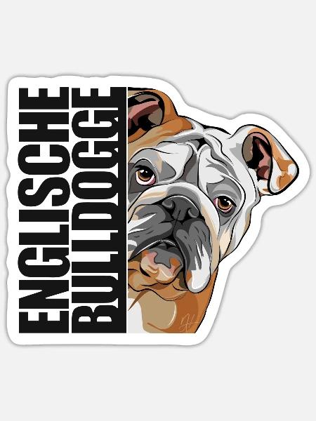 ENGLISCHE BULLDOGGE DA Hunde Hund Wilsigns - Sticker Größe S (10 x 10 cm) - Mattweiß