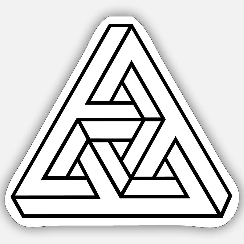 Optische Täuschung, Unmögliches Dreieck, Mathematik - Sticker Größe S (10 x 10 cm) - Mattweiß