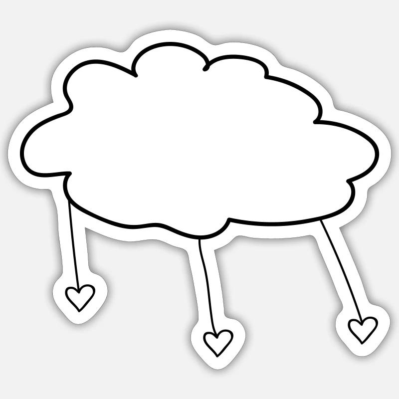Cloud with Hearts - Sticker size S (10 x 10 cm) - white matte