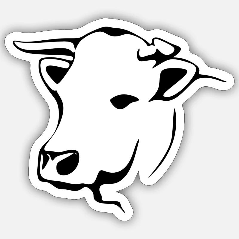 Rind - Sticker Größe S (10 x 10 cm) - Mattweiß