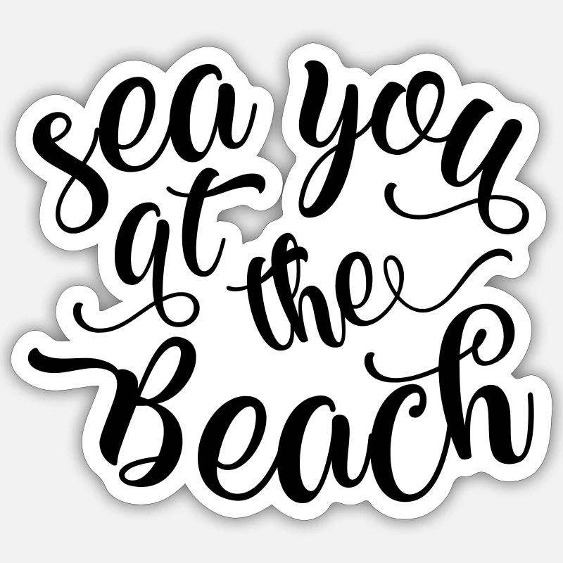 A bientôt sur la plage - Sticker taille S (10 x 10 cm) - blanc mat