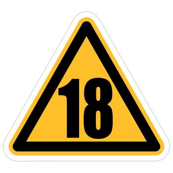 Achtung 18 - Sticker Größe S (10 x 10 cm) - Mattweiß - Vorne