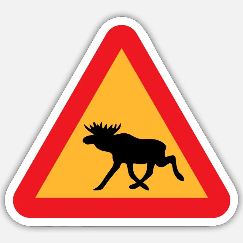 Attention Moose Warning Scandinavia Shield Gift Sticker size S (10 x 10 cm)
