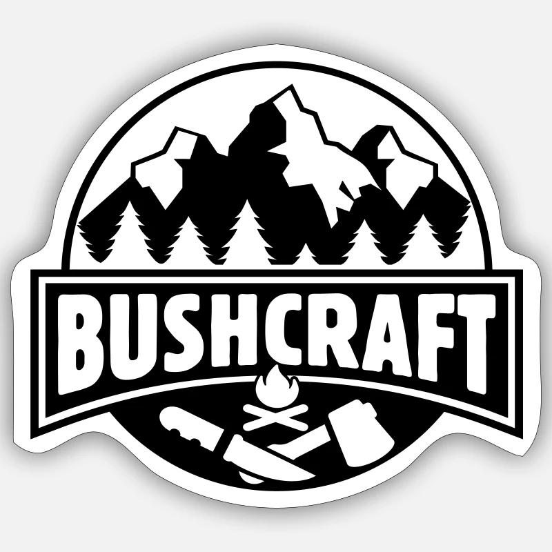 Bushcraft -Lebe das Abenteuer Geschenk Bushcrafter - Sticker Größe S (10 x 10 cm) - Mattweiß