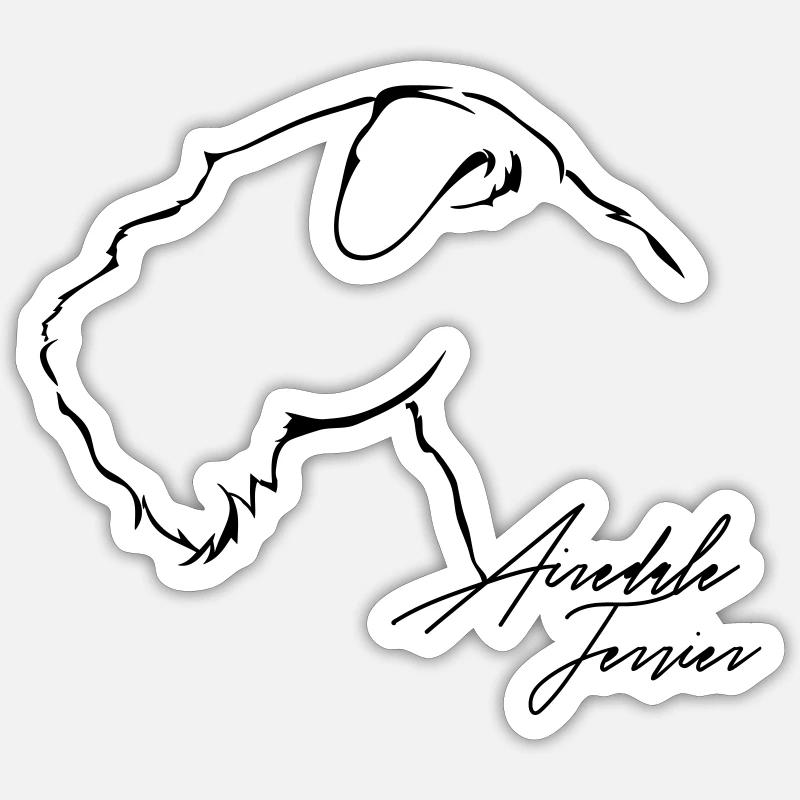 AIREDALE TERRIER Profil Hund Hunde Wilsigns - Sticker Größe S (10 x 10 cm) - Mattweiß
