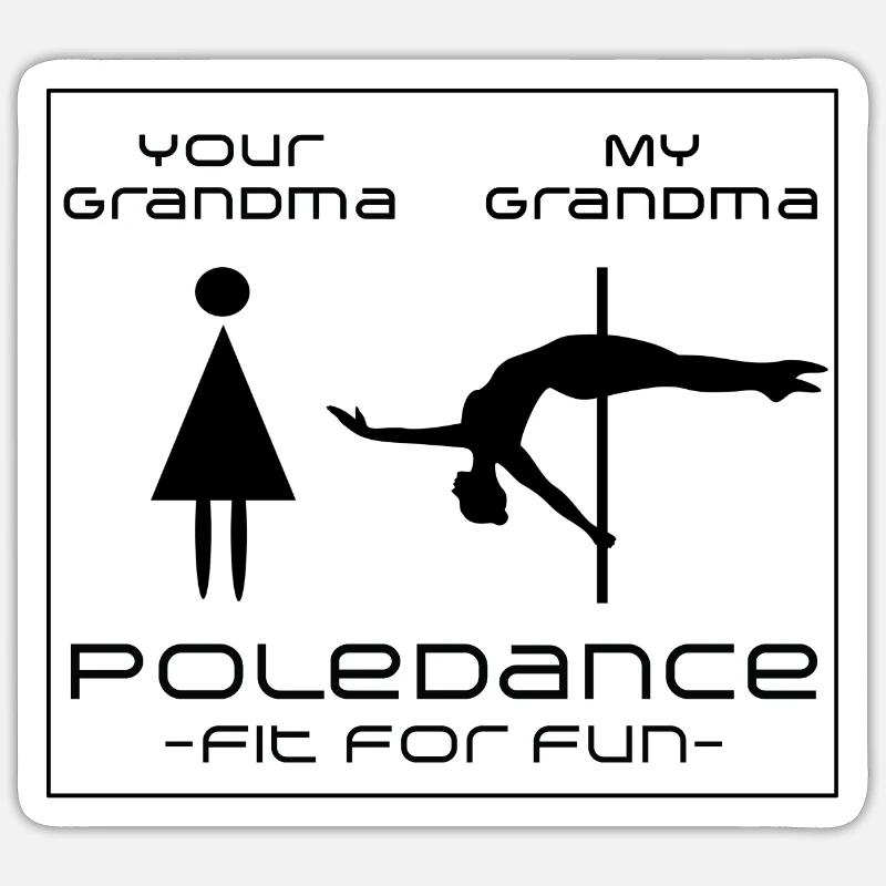 Mamie de la pole dance : En forme pour s’amuser - Sticker taille S (10 x 10 cm) - blanc mat