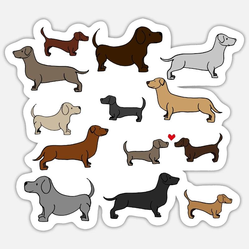 super süße Dackel , Geschenkidee - Sticker Größe S (10 x 10 cm) - Mattweiß