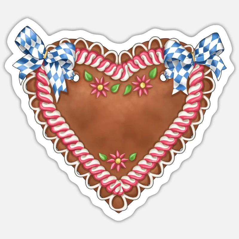 Cuore di pan di zenzero Sticker formato S (10 x 10 cm)