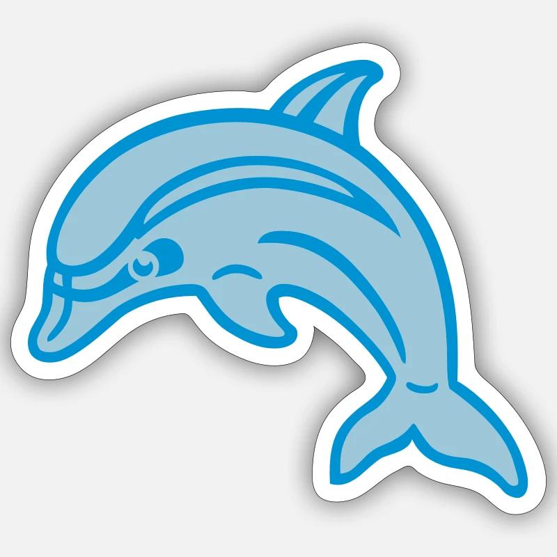 Delfin (dolphin) 01.1 - Sticker Größe S (10 x 10 cm) - Mattweiß