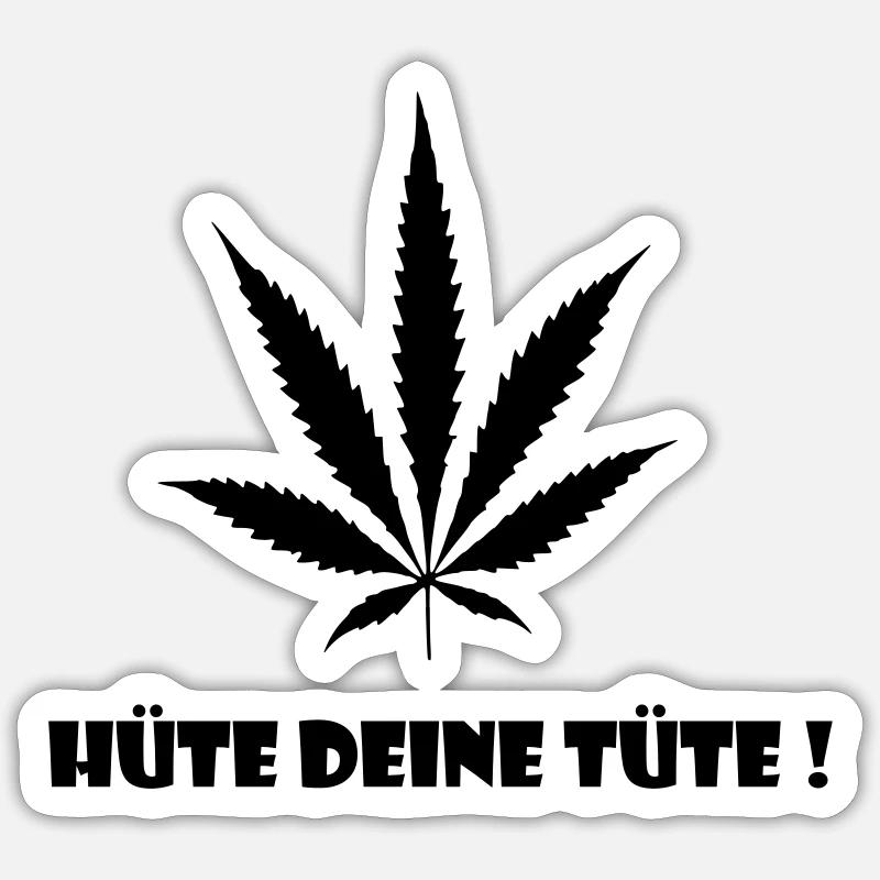 Cannabis hemp kiff bag - Sticker size S (10 x 10 cm) - white matte