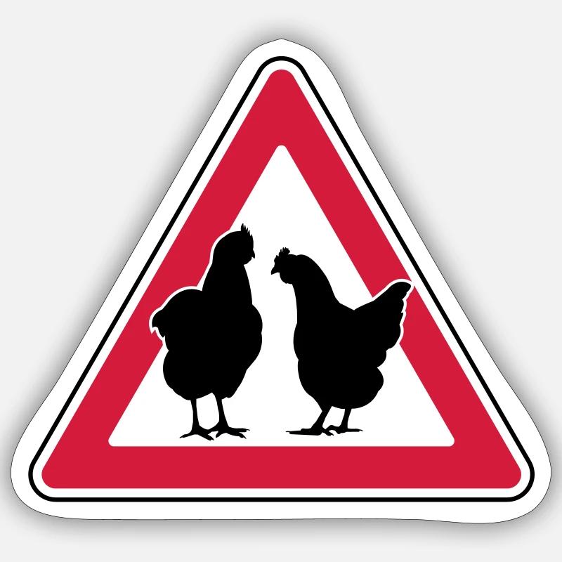 Chicken evening chicken attention free-range hens Sticker size S (10 x 10 cm)