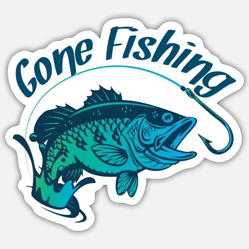 Poisson de pêche - Sticker taille S (10 x 10 cm) - blanc mat
