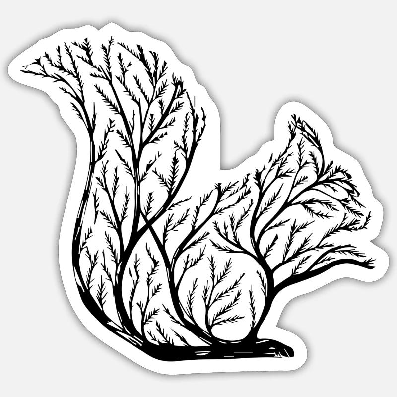 Kunstvolles Eichhörnchen - Sticker Größe S (10 x 10 cm) - Mattweiß