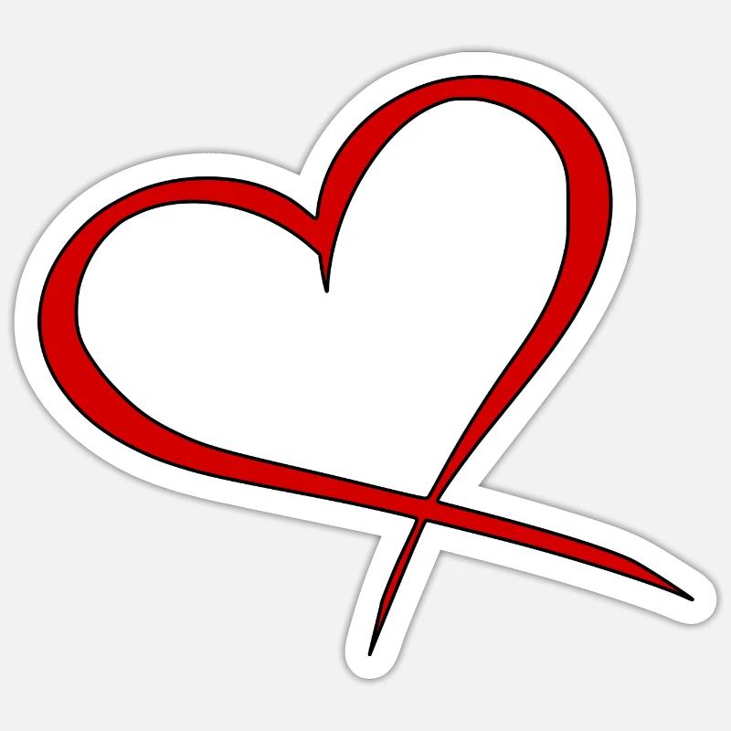 Herz Rot variante 2 liebe romantisch valentinstag - Sticker Größe S (10 x 10 cm) - Mattweiß
