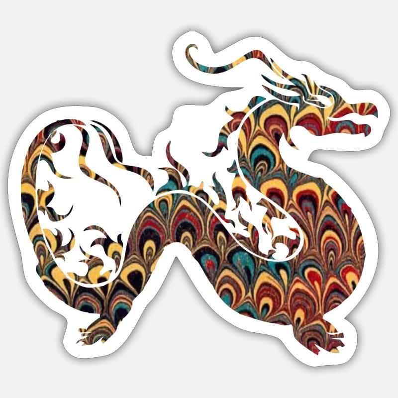 drachen e 11 - Sticker Größe S (10 x 10 cm) - Mattweiß