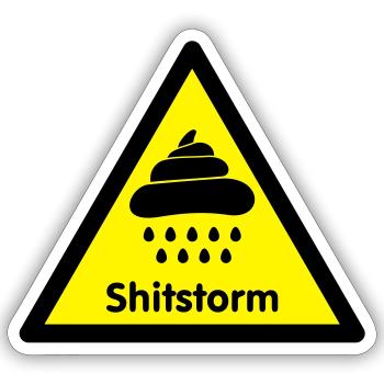 achtung merde tempête / flamewaer [2 color] - Sticker taille S (10 x 10 cm) - blanc mat - Devant