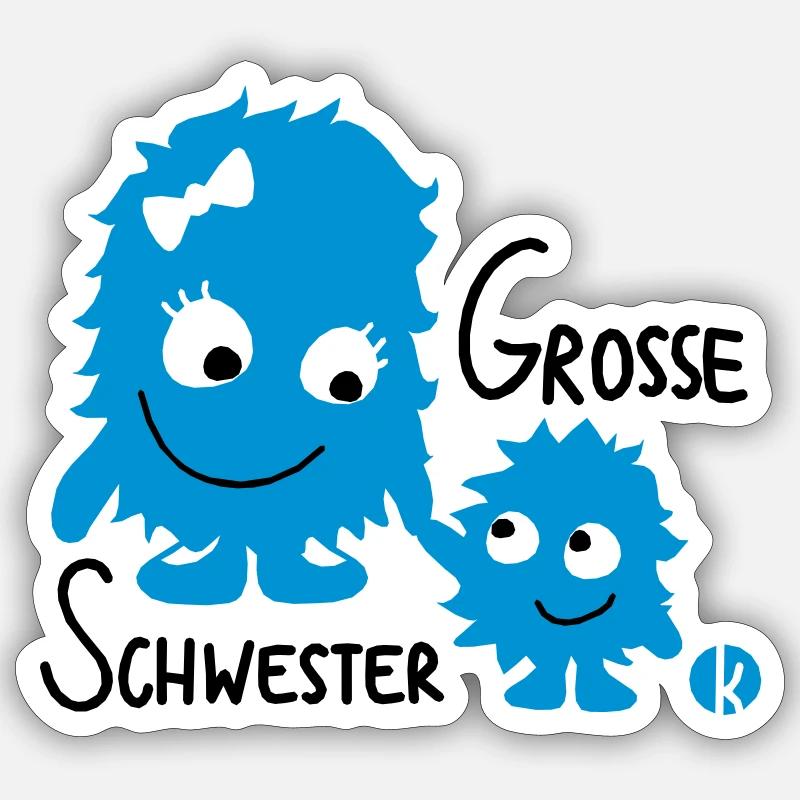Große Schwester (3c) - Sticker Größe S (10 x 10 cm) - Mattweiß