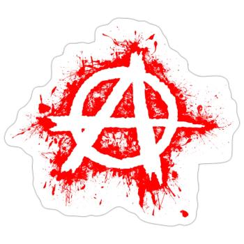 Anarchy / Anarchy in white, red splashes - Sticker size S (10 x 10 cm) - white matte - Front