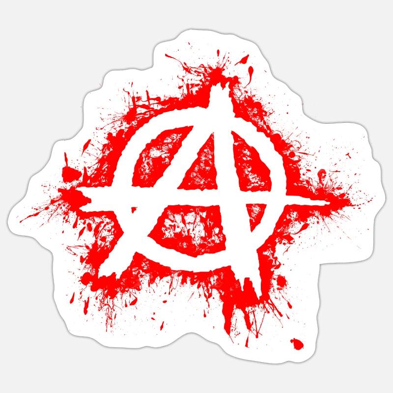 Anarchie / Anarchy in weiß, rote Spritzer Sticker Größe S (10 x 10 cm)