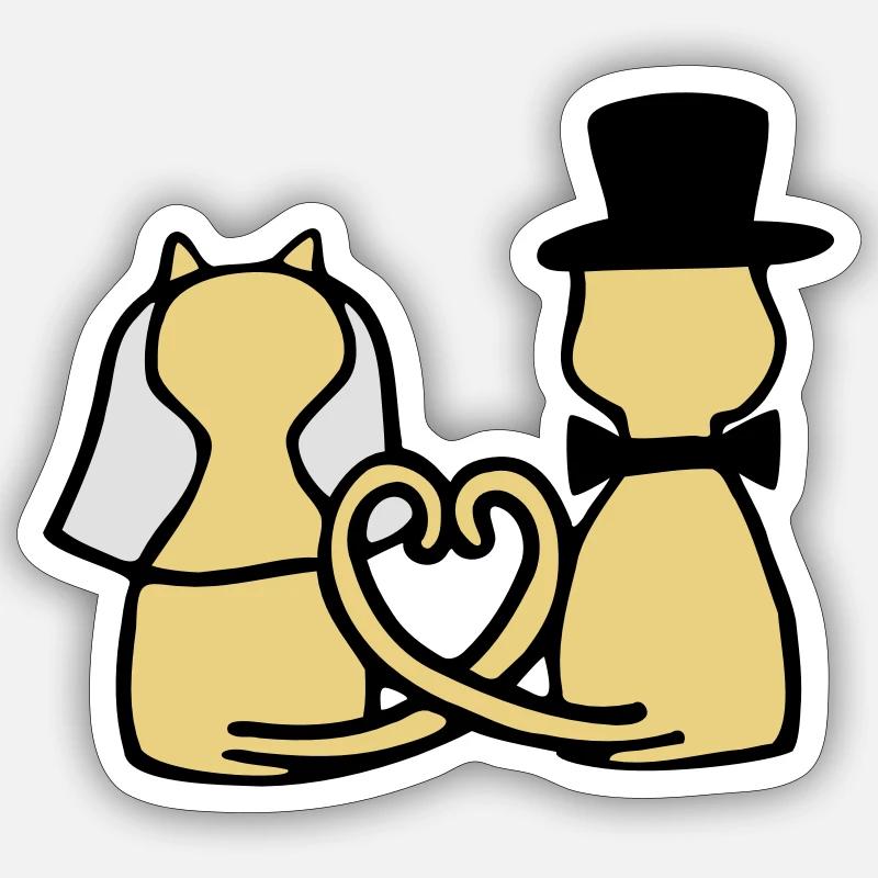 chat mariage Sticker taille S (10 x 10 cm)