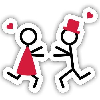 partner shirt couple runs to each other couple de - Sticker taille S (10 x 10 cm) - blanc mat - Devant