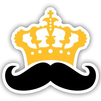 herrscher koenig krone prinz mustache schnurrbart - Sticker Größe S (10 x 10 cm) - Mattweiß - Vorne