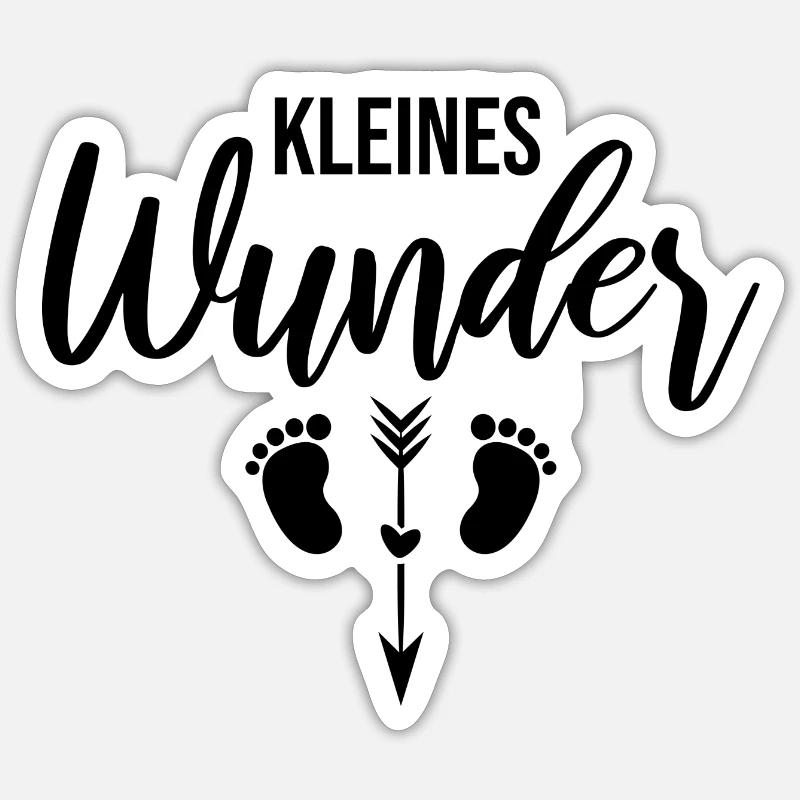 Schwangerschaft Baby Kleines Wunder - schwarz - Sticker Größe S (10 x 10 cm) - Mattweiß