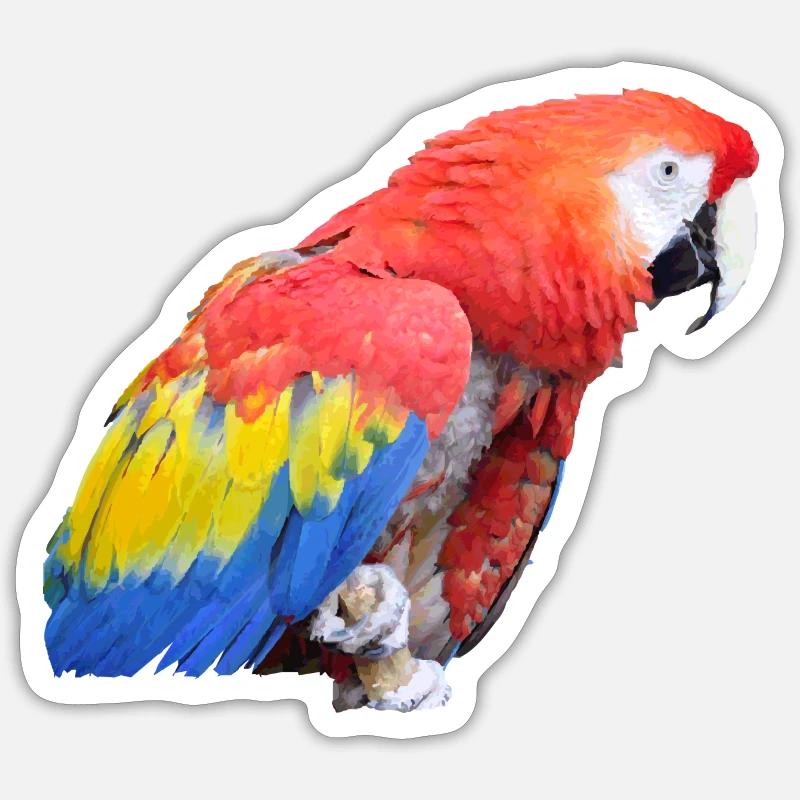 perroquet - Sticker taille S (10 x 10 cm) - blanc mat