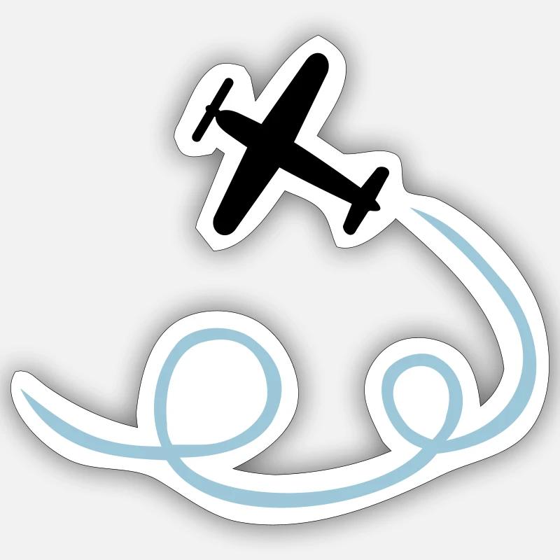 Avion - Sticker taille S (10 x 10 cm) - blanc mat