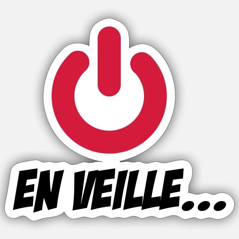 En veille - Sticker taille S (10 x 10 cm) - blanc mat