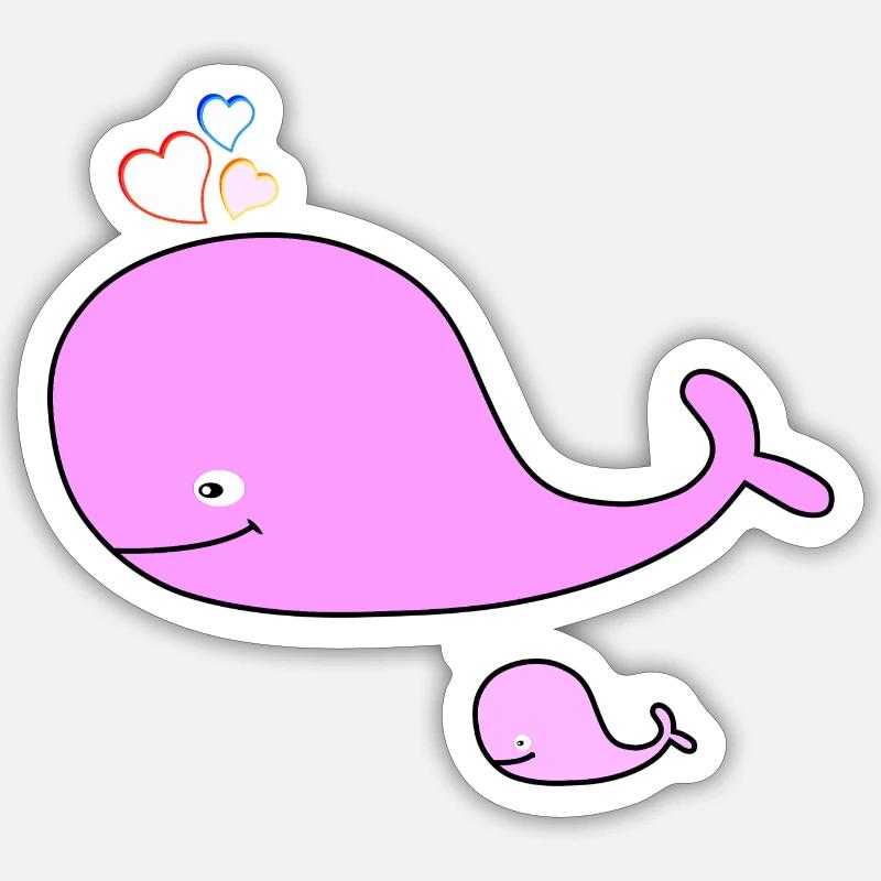 Pink whale - Sticker size S (10 x 10 cm) - white matte