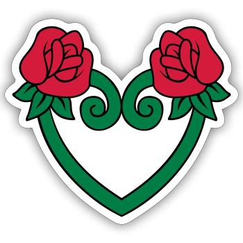 Rose Blumen-Herz 3c - Sticker Größe S (10 x 10 cm) - Mattweiß - Vorne