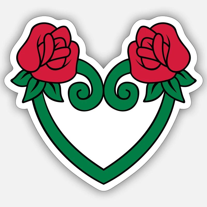 Coeur de fleur de rose 3c Sticker taille S (10 x 10 cm)
