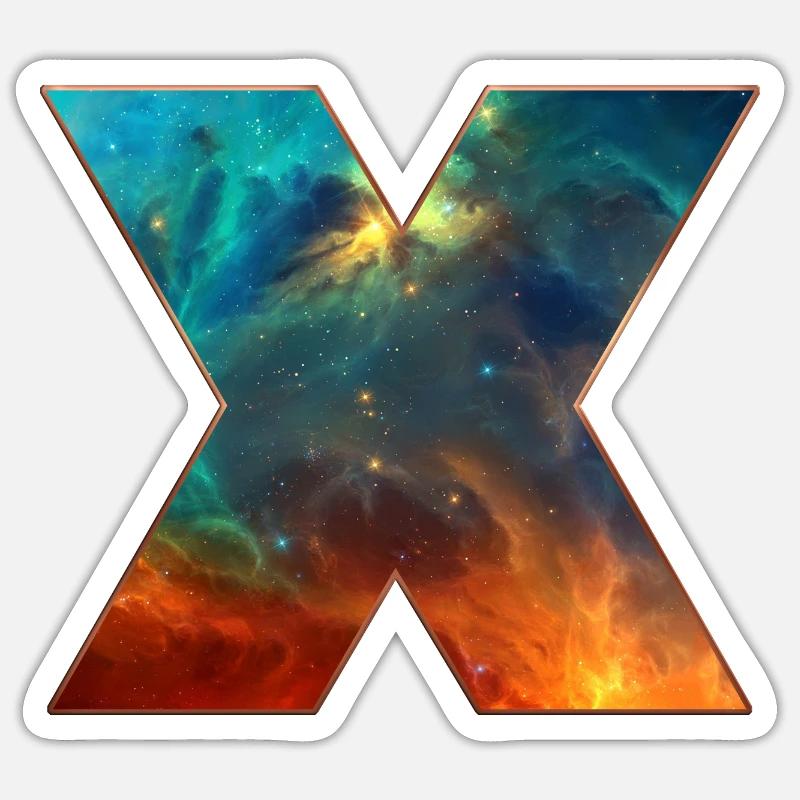 Space X, cosmos, universe, space, galaxy - Sticker taille S (10 x 10 cm) - blanc mat