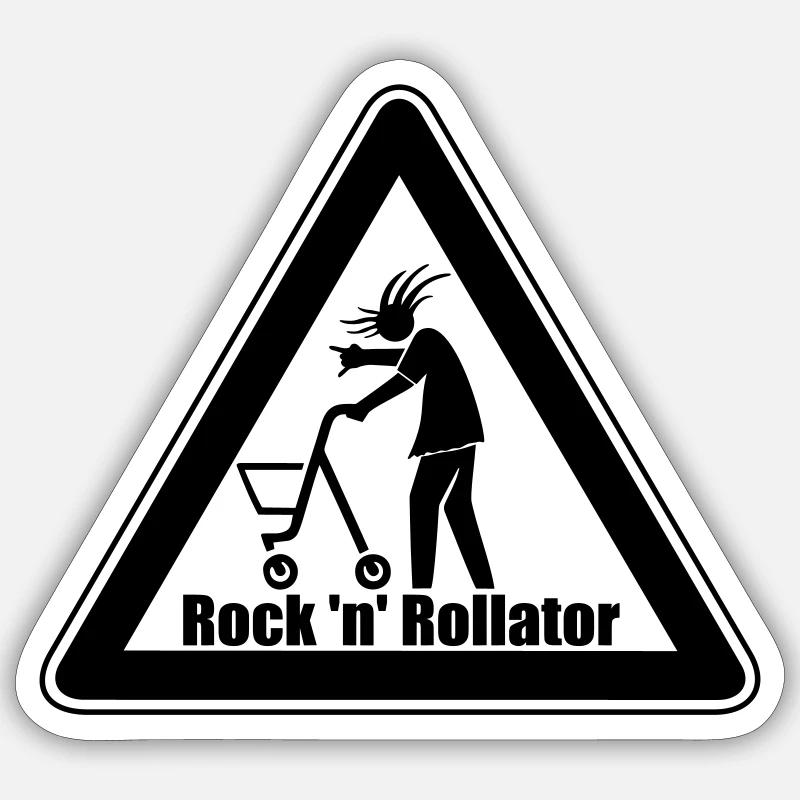 Rock´n´Rollator - Sticker Größe S (10 x 10 cm) - Mattweiß