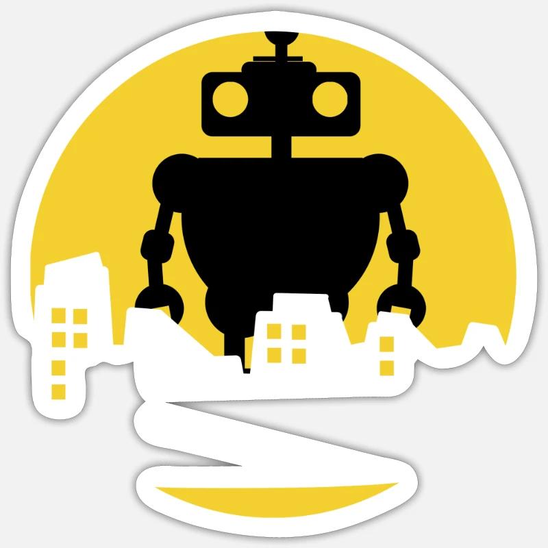 Roboter - Sticker Größe S (10 x 10 cm) - Mattweiß