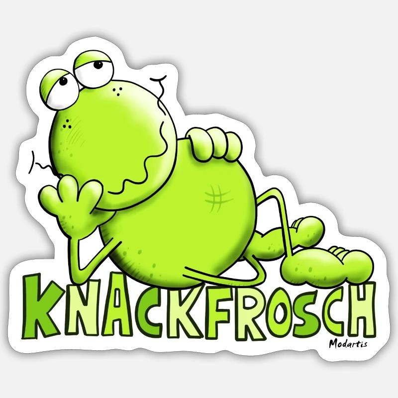 Knackfrosch - Sticker Größe S (10 x 10 cm) - Mattweiß