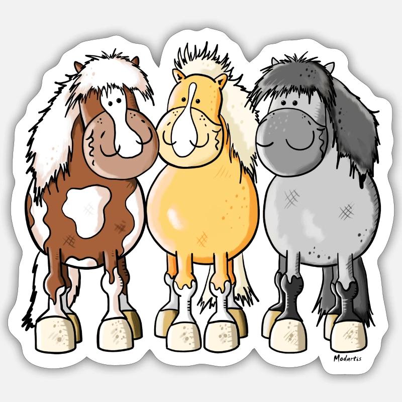 Shetty Trio - Sticker Größe S (10 x 10 cm) - Mattweiß