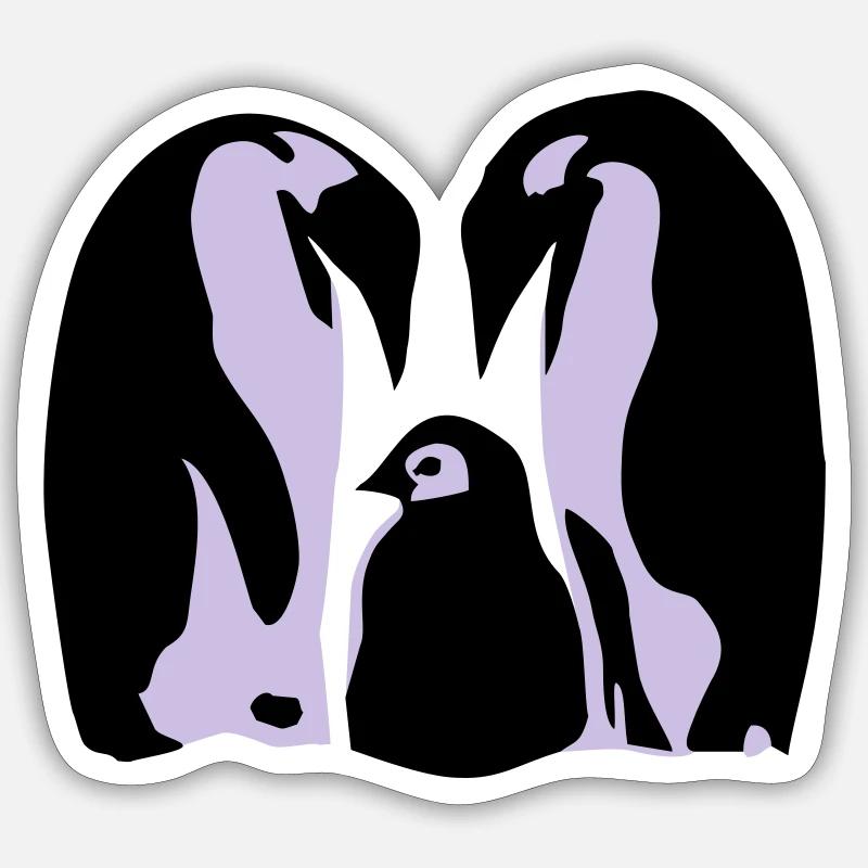 Pinguine, Pinguinfamilie - Sticker Größe S (10 x 10 cm) - Mattweiß