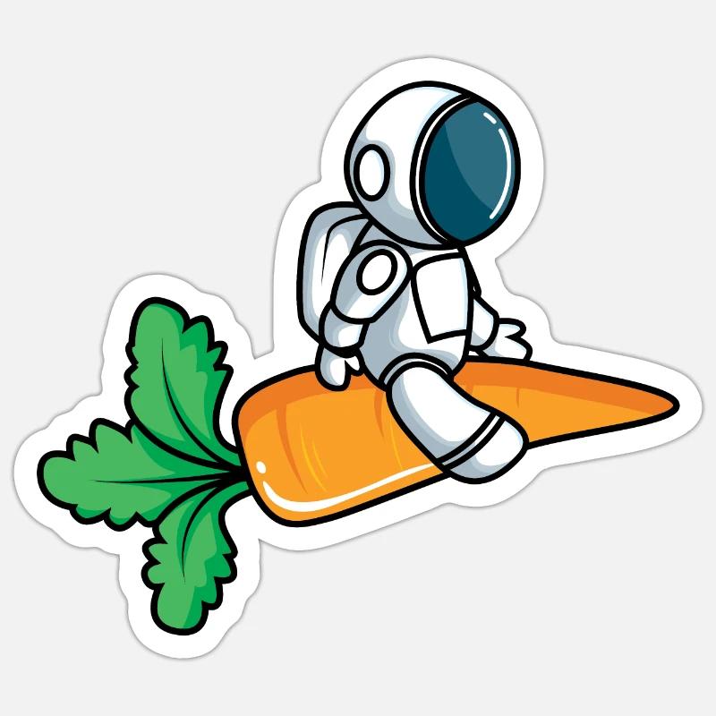 Astronaut on carrot rocket - Sticker size S (10 x 10 cm) - white matte