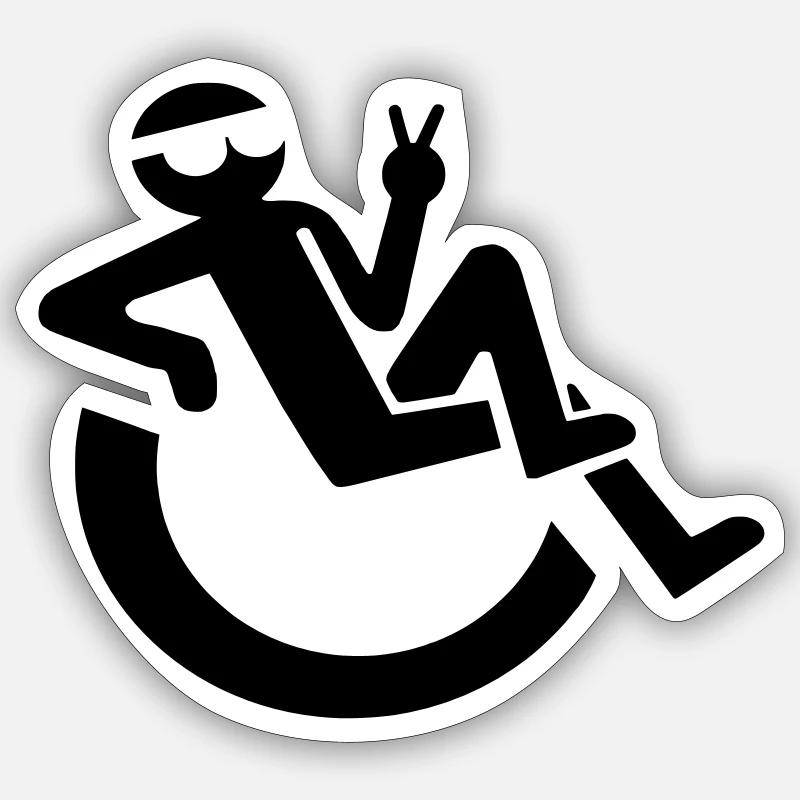 Image d’un utilisateur de fauteuil roulant détendu # Sticker taille S (10 x 10 cm)