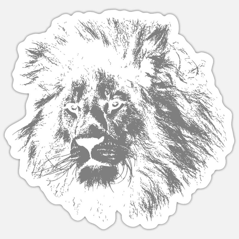 Lion - Sticker taille S (10 x 10 cm) - blanc mat