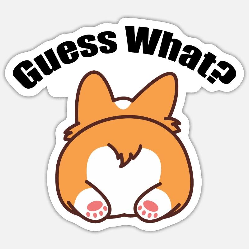Devine quoi? Corgi Butt Sticker taille S (10 x 10 cm)
