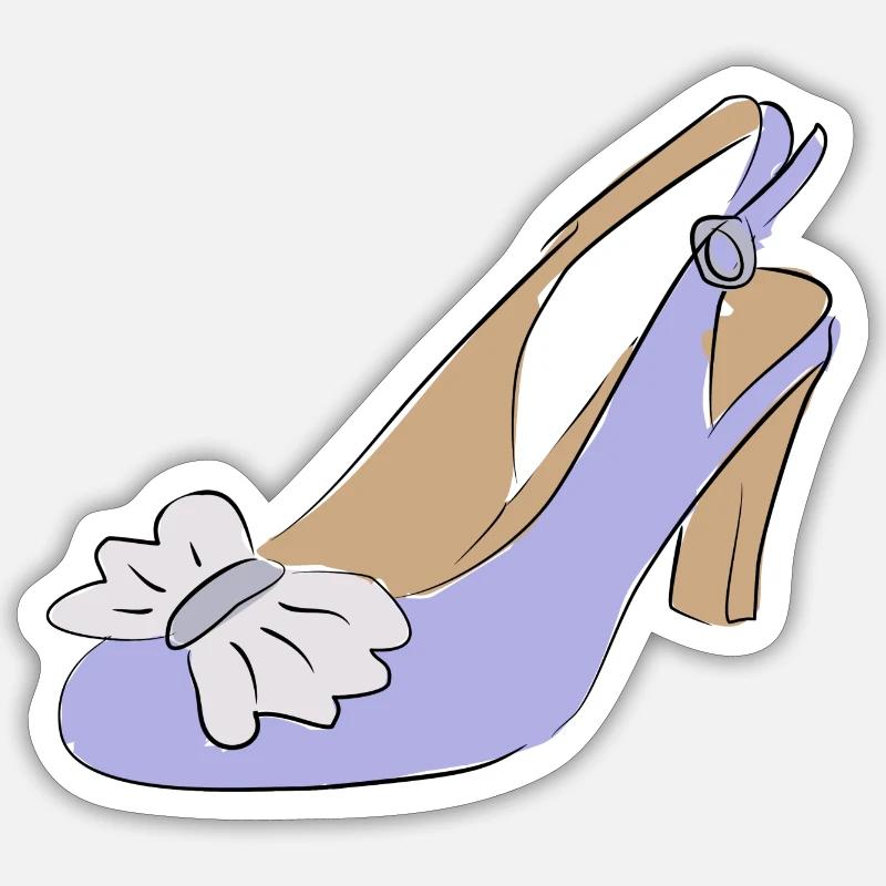 Damenschuh Schuh Mode - Sticker Größe S (10 x 10 cm) - Mattweiß