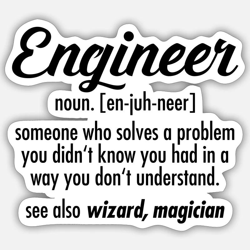 Geek | Engineer - Definition - Sticker taille S (10 x 10 cm) - blanc mat
